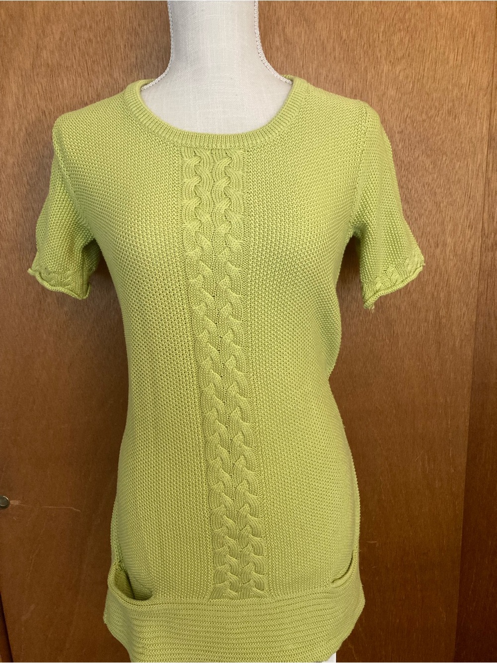 Adrienne Vittadini Lime Green Short Sleeve Knit Tunic